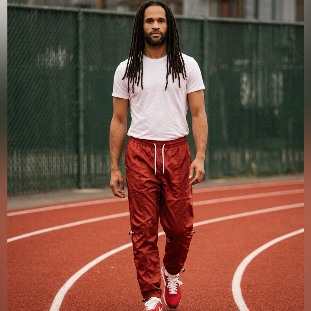 NWT EPTM USA Men’s Adjustable Elastic Cord Hyper Jogger Pants Red - Size Large